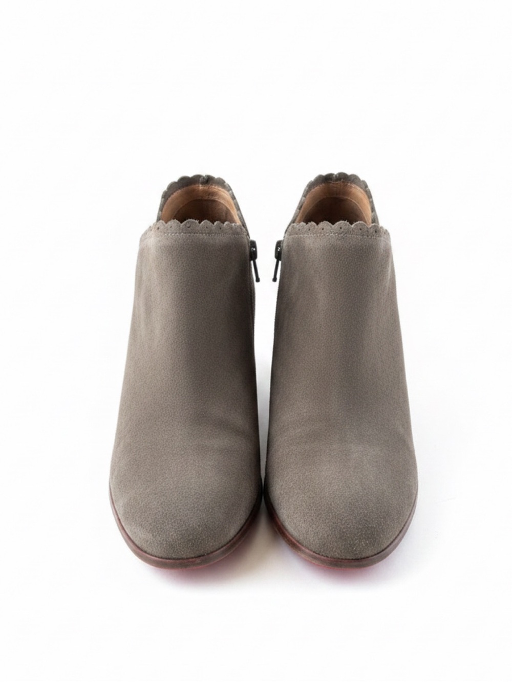 Jack Rogers Olive Scalloped Suede Ankle Booties